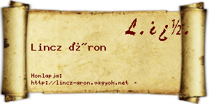 Lincz Áron névjegykártya